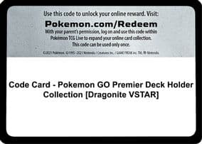 Code Card - Pokemon GO Premier Deck Holder Collection [Dragonite VSTAR]