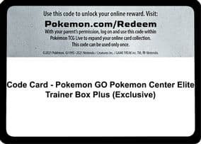 Code Card - Pokemon GO Pokemon Center Elite Trainer Box Plus (Exclusive)